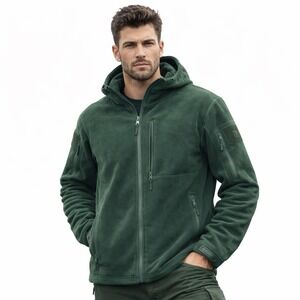 NWT BAERSkin Tactical Fleece Hoodie Men's XL Dark Green Full Zip Jacket BAER 4